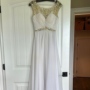 Elegant White Embellished Evening Gown